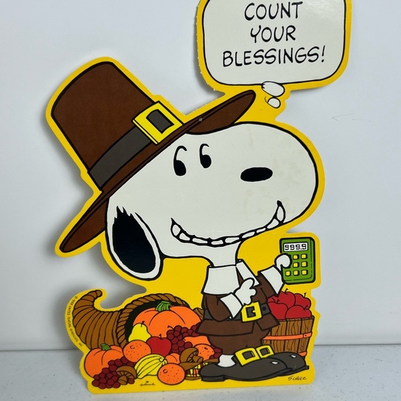 VTG 1958 Hallmark Peanuts Snoopy Count Your Blessings Diecut Decor Fall Schulz - Picture 1 of 11